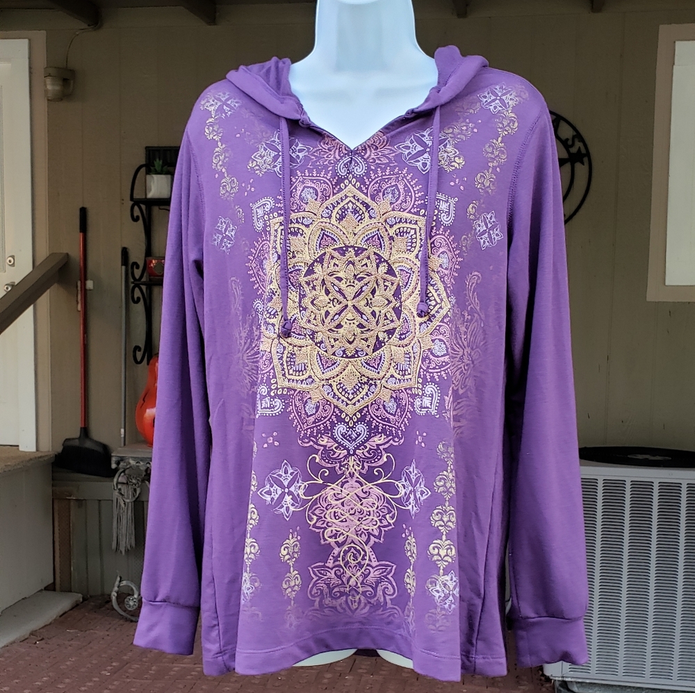 Purple Long Sleeve Tee with Hoodie